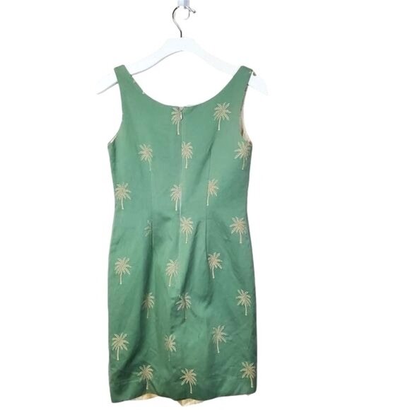 STEVEN STOLMAN Womens Dress 4 Princess Cut Green Palm Tropical Shift Embroidered - Picture 2 of 10